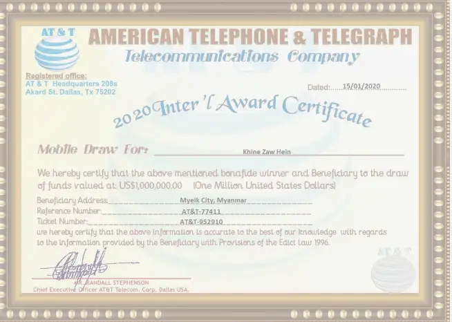 2020 American Telephone & Telegraph (ATT) Mobile Award- A Scam