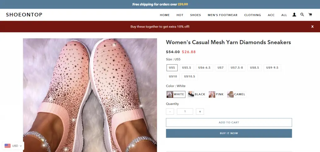 shoeontop image of feet wearing pink sneakers