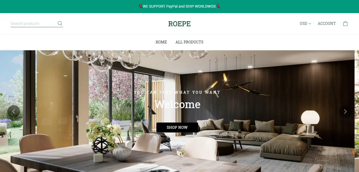 Roepe.store Homepage Image