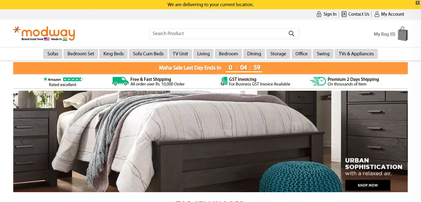 Modwayfurniture.in Homepage Image