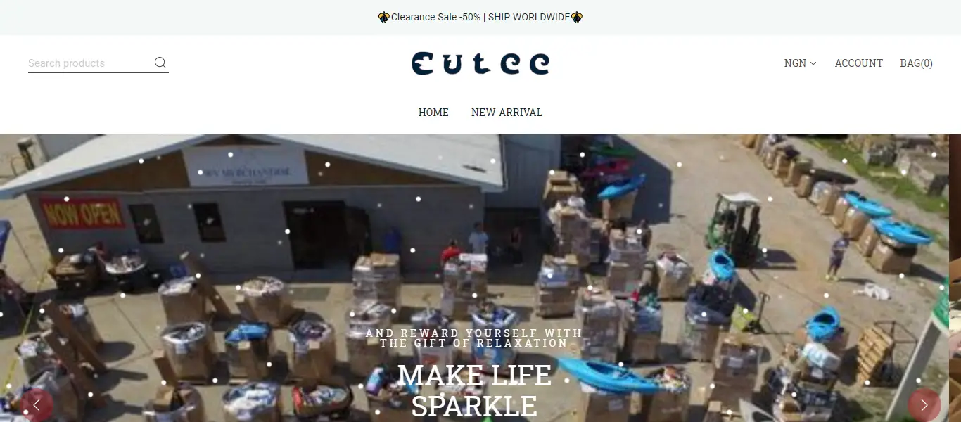 cutee.store homepage image