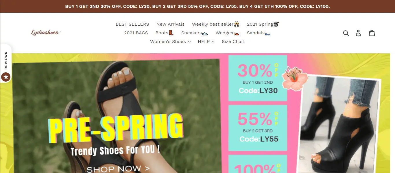 Lydiashoes.com Homepage Image