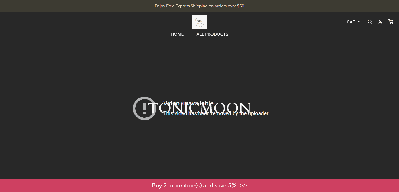 Tonicmoon.store Homepage Image