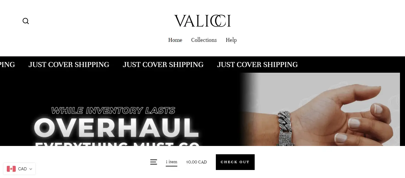 Valicci.com Homepage Image