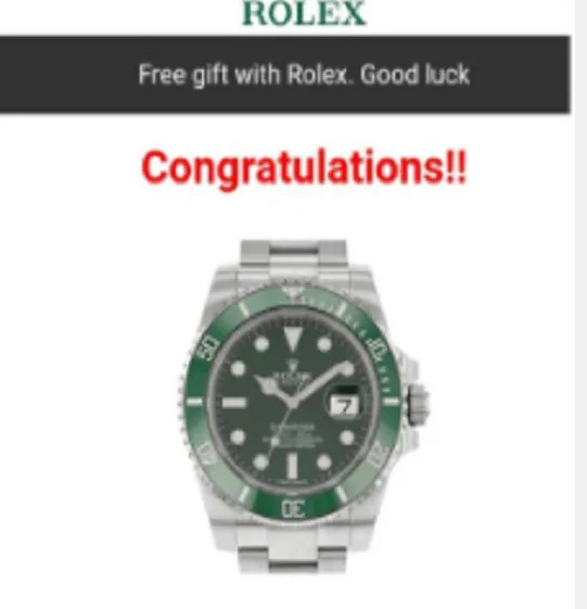 Rolex 100th Anniversary Scam on Facebook – Fake Rolex Submarine Watch Giveaway!