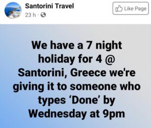 Santorini Travel Scam on Facebook