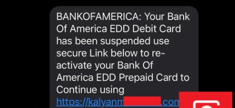 Bank Of America Scam Text