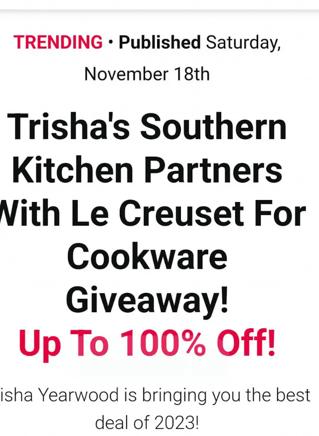 Trisha Yearwood Le Creuset cookware giveaway